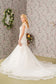 Jewel Embroidery Sheer Bodice Mesh Trumpet Long Wedding Dress GLGL3490-1