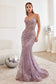 Fitted Floral Glitter Print Corset Gown-4