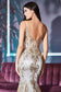 Fitted Floral Glitter Print Corset Gown-9