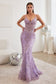 Fitted Floral Glitter Print Corset Gown-10