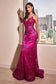 Fitted Floral Glitter Print Corset Gown-5