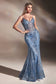 Fitted Floral Glitter Print Corset Gown-7