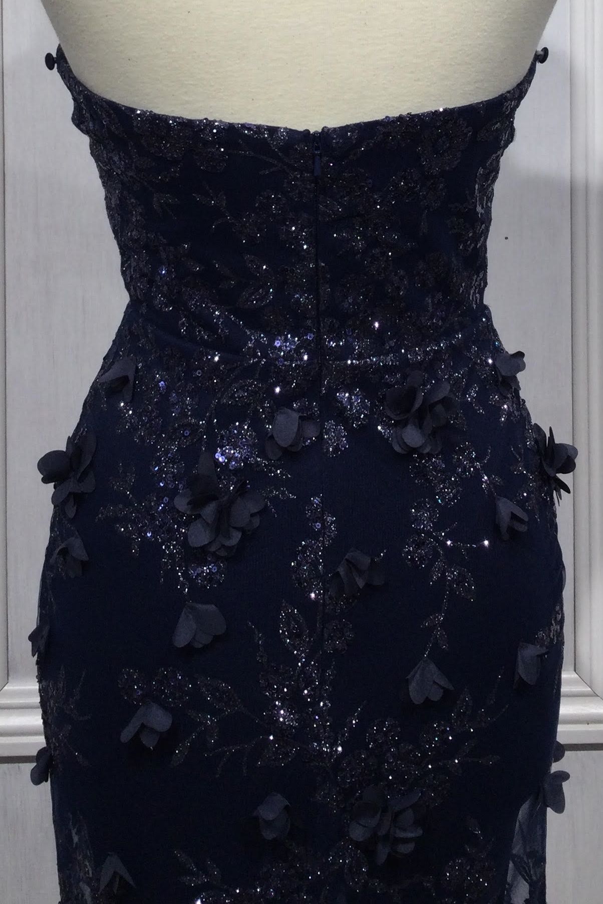 Strapless Fitted Gown With Lace Cape-6
