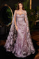 Strapless Fitted Gown With Lace Cape-3