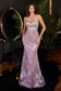 Strapless Fitted Gown With Lace Cape-1