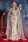 Strapless Fitted Gown With Lace Cape-2