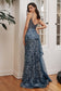 Fit And Flare Glitter Print Gown With Side Peplum-5