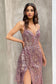 Fit And Flare Glitter Print Gown With Side Peplum-2