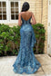 Fit And Flare Glitter Print Gown With Side Peplum-5