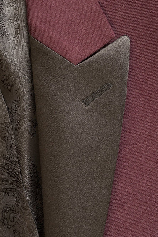 "Milan" Burgundy Tuxedo Jacket Peak (Separates)-0