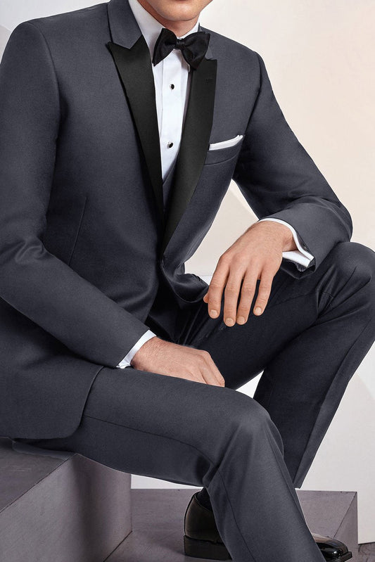 "Milan" Steel Grey Tuxedo Jacket Peak (Separates)-0