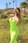 Neon Fitted Satin Dress-3