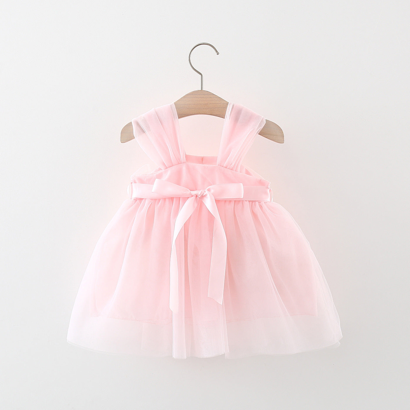 Baby Girl Flower Patched Design Mesh Princess Formal Dress-2