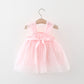 Baby Girl Flower Patched Design Mesh Princess Formal Dress-2