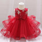 Baby Girl Sequins Patched Design Sleeveless Tutu Style Baptism Birthday Dress-1