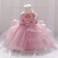 Baby Girl Sequins Patched Design Sleeveless Tutu Style Baptism Birthday Dress-2