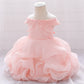 Baby Girl Solid Color One Shoulder Design Tutu Formal Dress Baptism Birthday Dress-2