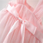 Baby Girl Flower Patched Design Mesh Princess Formal Dress-5