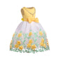 Baby Girl Flower Mesh Overlay Design Bow Tie Vest Dress Birthday Formal Dress-7