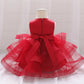Baby Girl Sequins Patched Design Sleeveless Tutu Style Baptism Birthday Dress-7