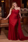 Fitted Stretch One Shoulder Satin Plus Size Long Evening Dress CDPT004C-4