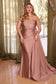 Fitted Stretch One Shoulder Satin Plus Size Long Evening Dress CDPT004C-5