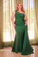 Fitted Stretch One Shoulder Satin Plus Size Long Evening Dress CDPT004C-7