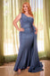 Fitted Stretch One Shoulder Satin Plus Size Long Evening Dress CDPT004C-3