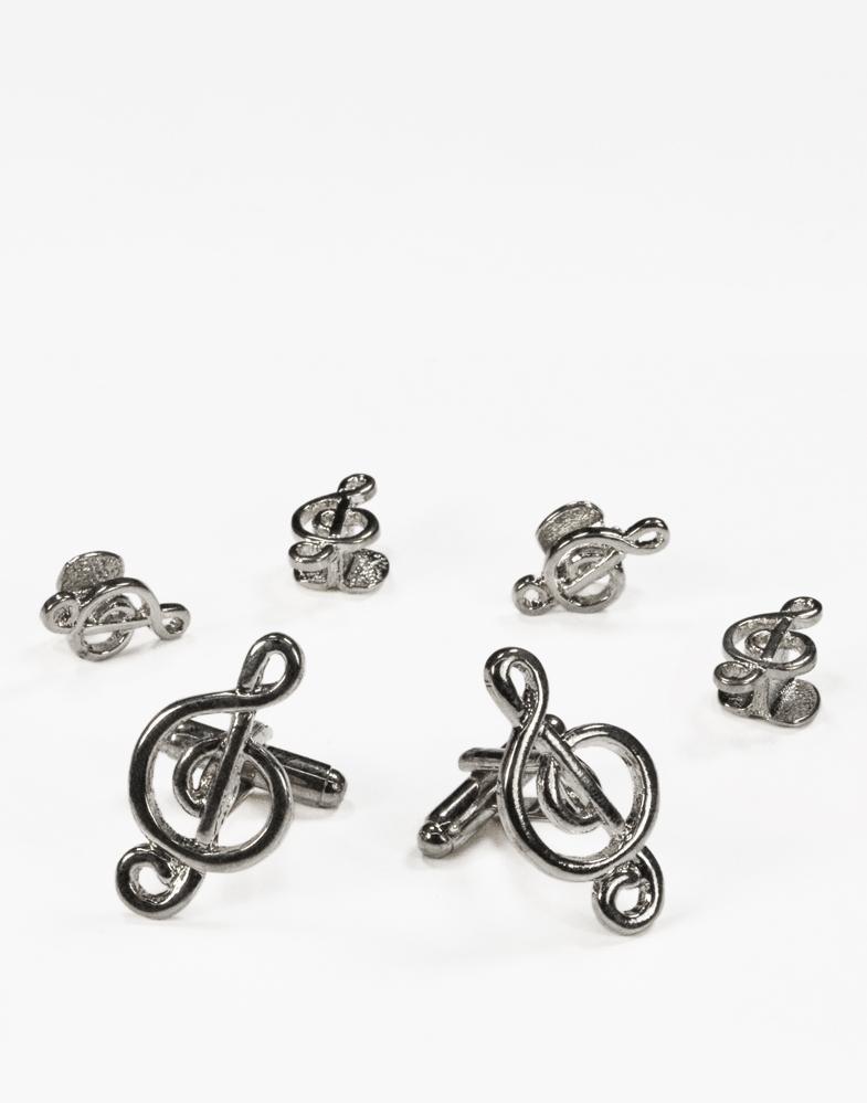 Musical G Clef Gold Studs and Cufflinks Set-1