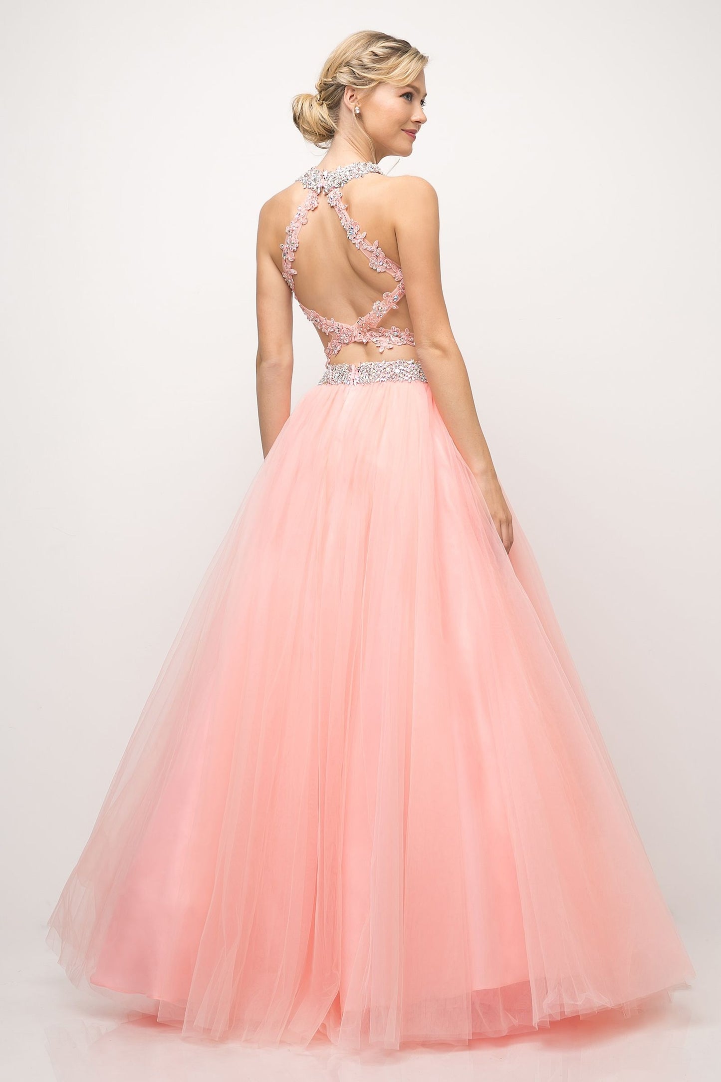 Two Piece Ball Gown with Lace Beaded Top-3