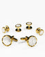 White Circular Mother of Pearl with Gold or Silver Diamond Cut Edge Studs and Cufflinks Set-0